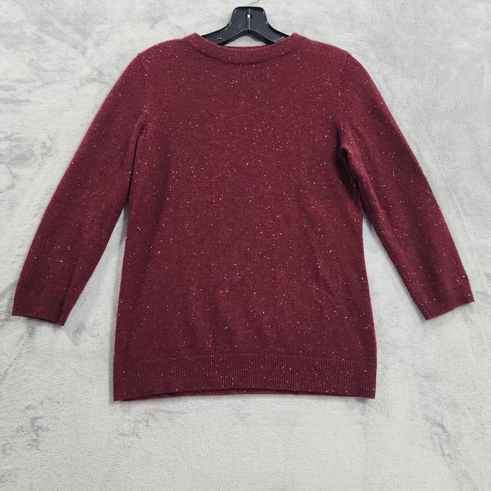 Talbots Sweater Womens S Red Speckled Cashmere Crew Neck 3/4 Sleeve Pullover